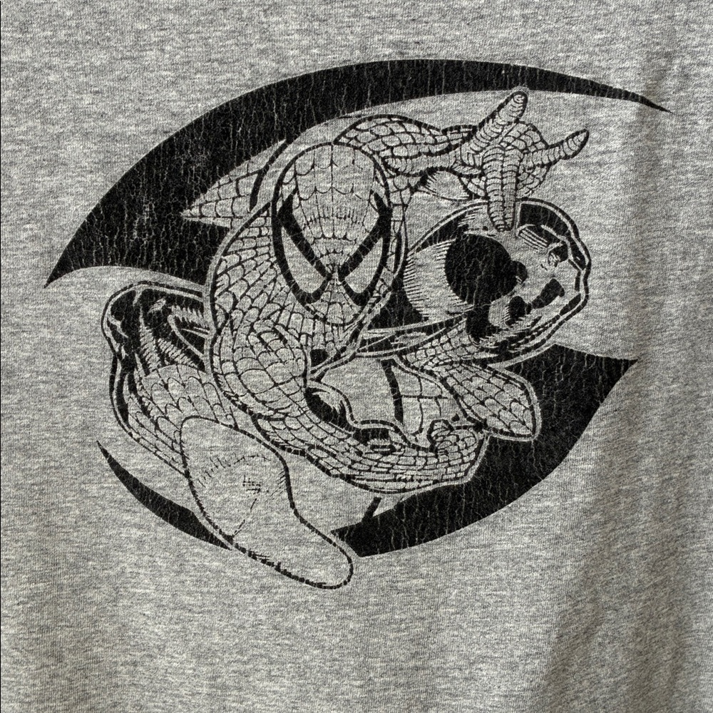 Spider Man Heather Gray Black Print Graphic Men's T-Shirt Size XL (May fit XXL) - Picture 2 of 4